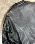Vintage Leather Racer Jacket in heavy black leather
