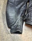 Vintage Leather Racer Jacket in heavy black leather