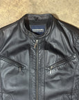 Vintage Lambretta Leather Racer Jacket in soft black leather