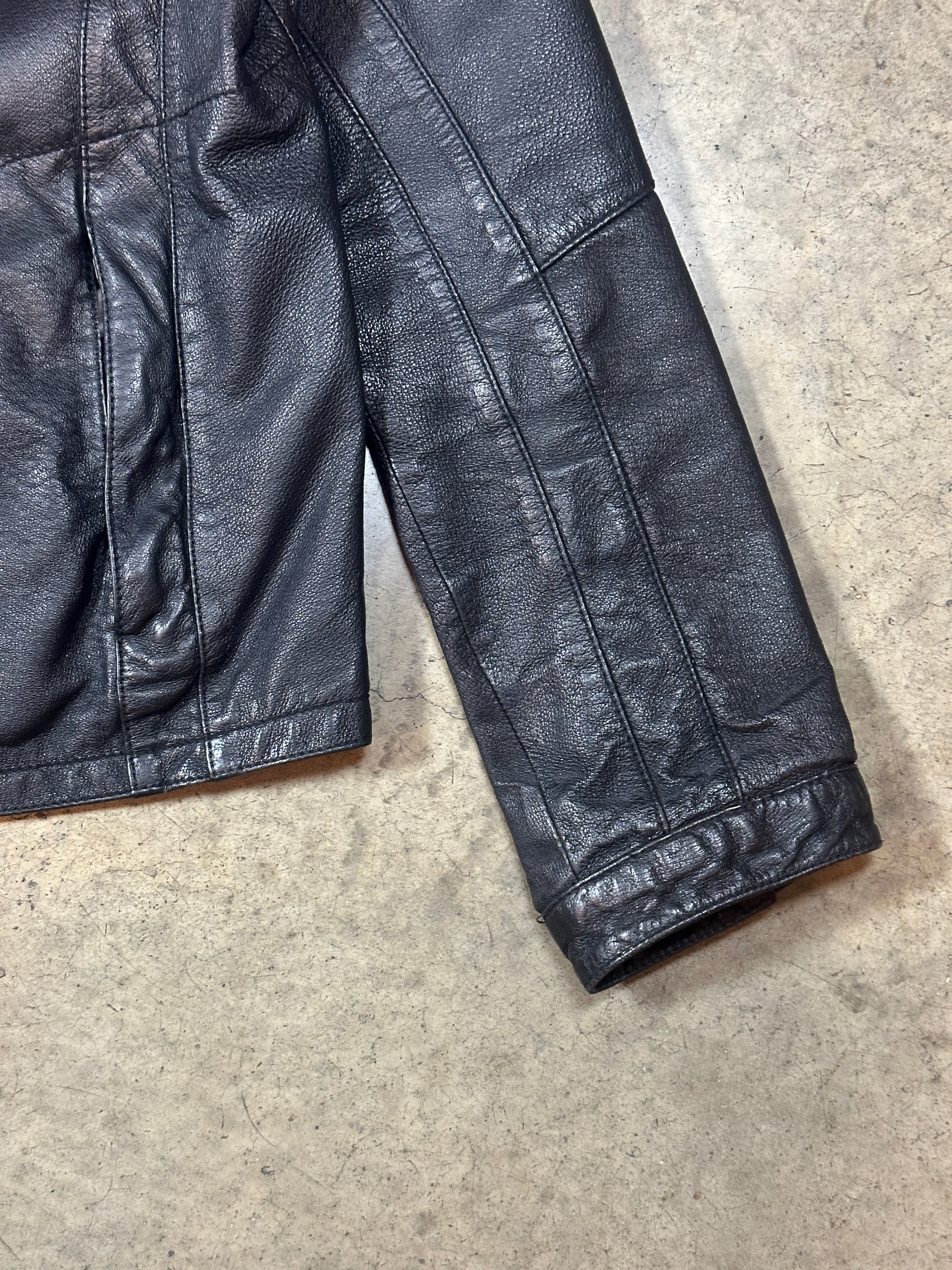 Vintage Lambretta Leather Racer Jacket in soft black leather
