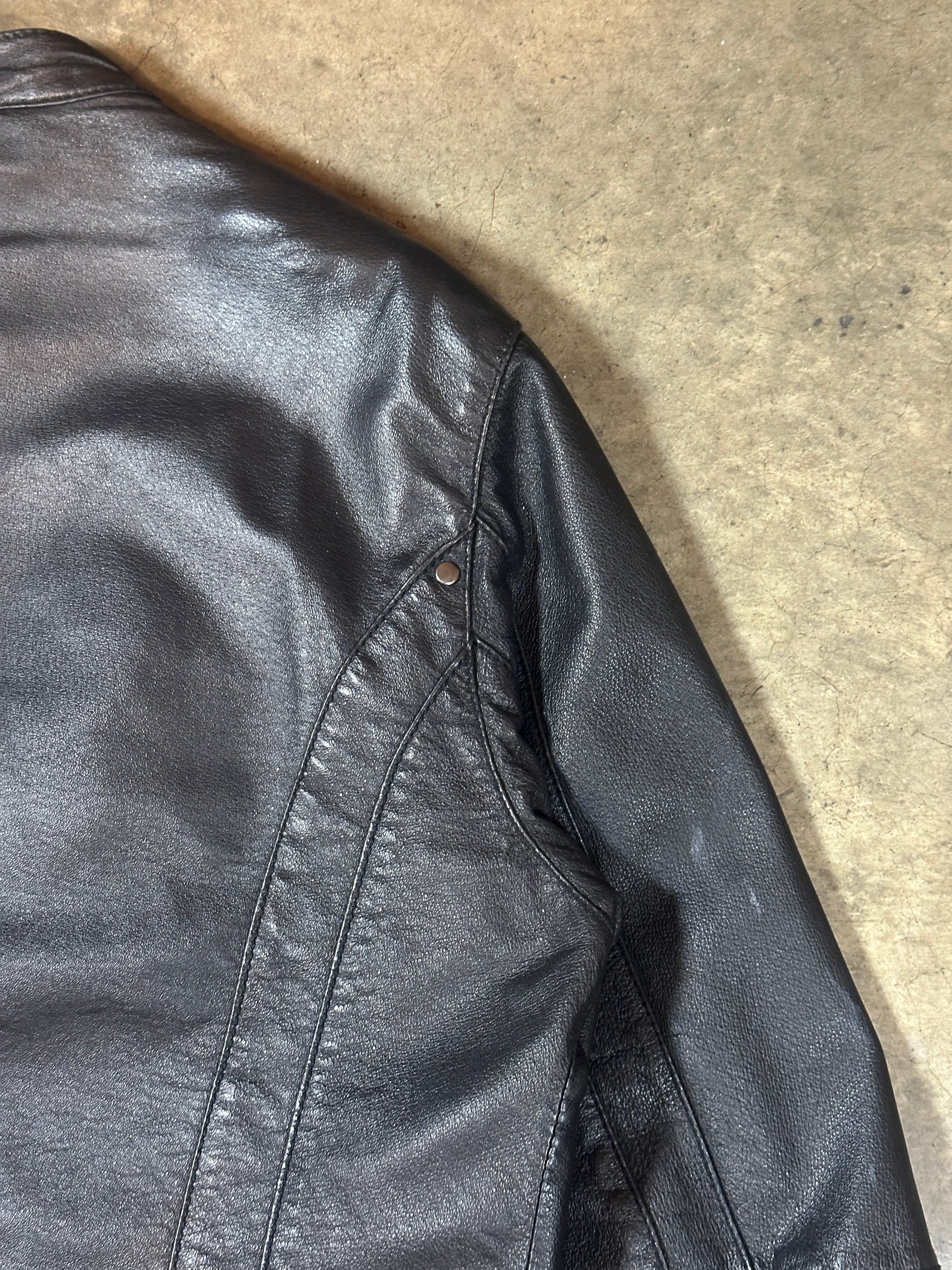 Vintage Lambretta Leather Racer Jacket in soft black leather
