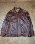 Vintage Ralph Lauren Leather Harrington Jacket in soft brown genuine lambskin leather