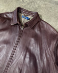 Vintage Ralph Lauren Leather Harrington Jacket in soft brown genuine lambskin leather