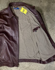 Vintage Ralph Lauren Leather Harrington Jacket in soft brown genuine lambskin leather