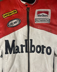 Vintage Malrboro Leather Racing Jacket in heavy red and white leather