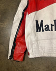 Vintage Malrboro Leather Racing Jacket in heavy red and white leather