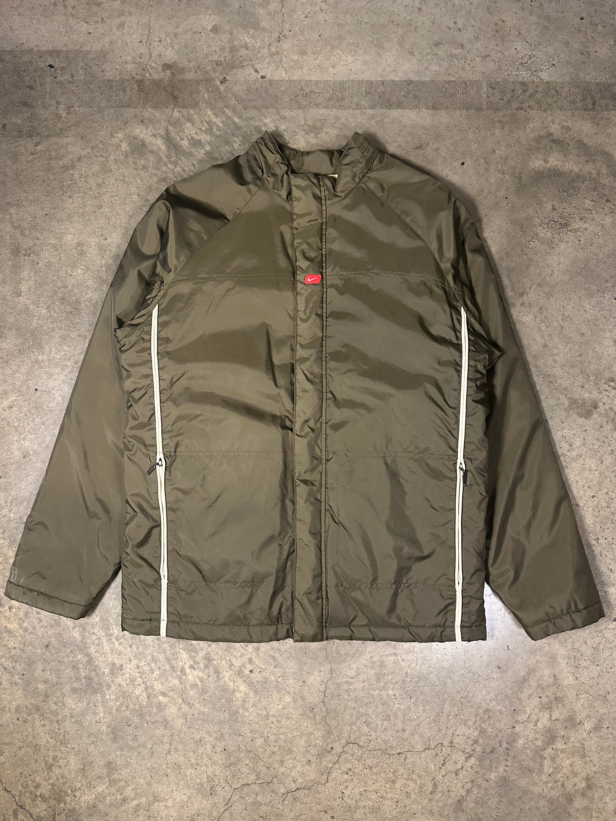 Vintage Nike Y2K Windbreaker Jacket in Olive Green