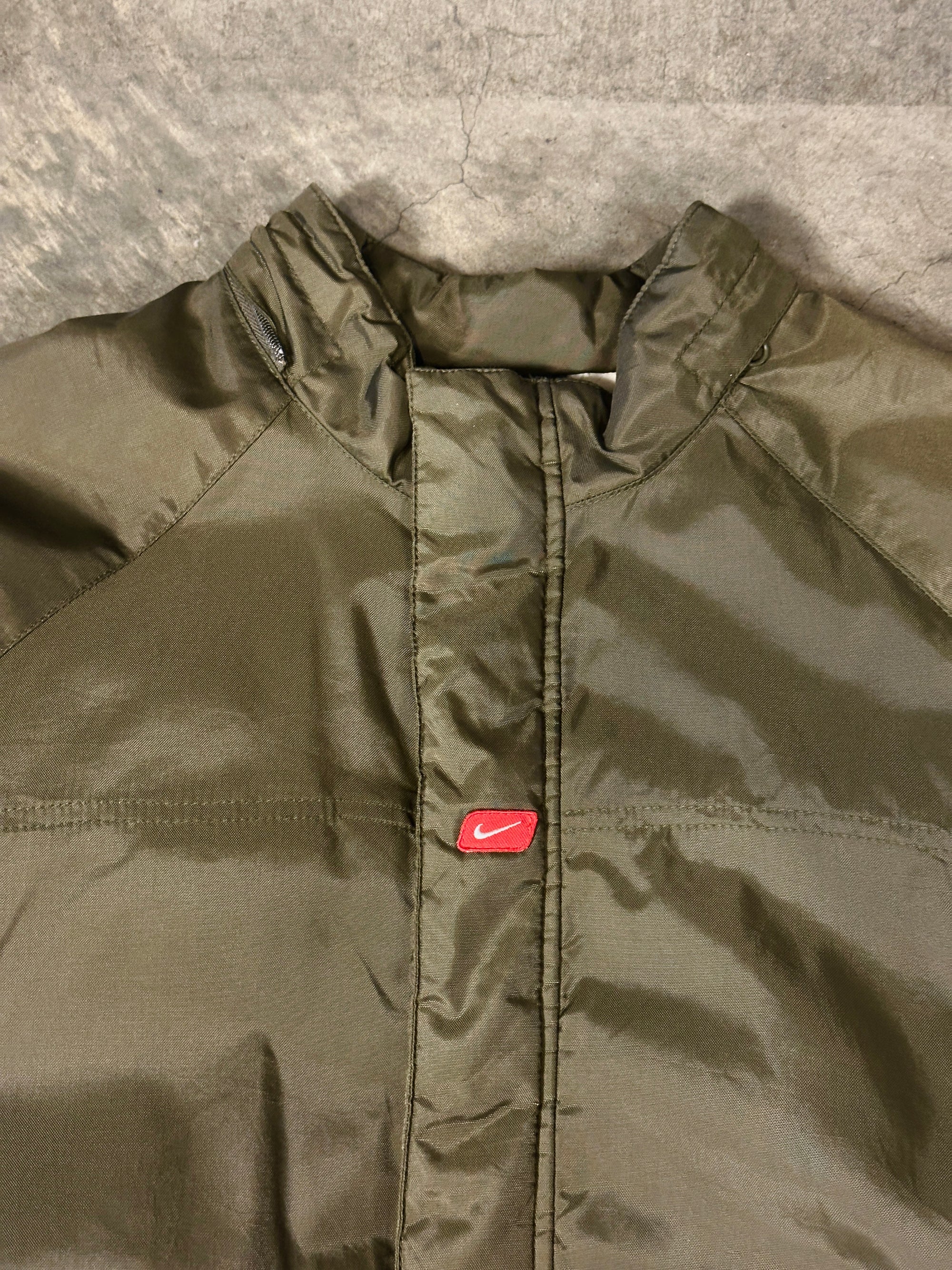 Vintage Nike Y2K Windbreaker Jacket in Olive Green