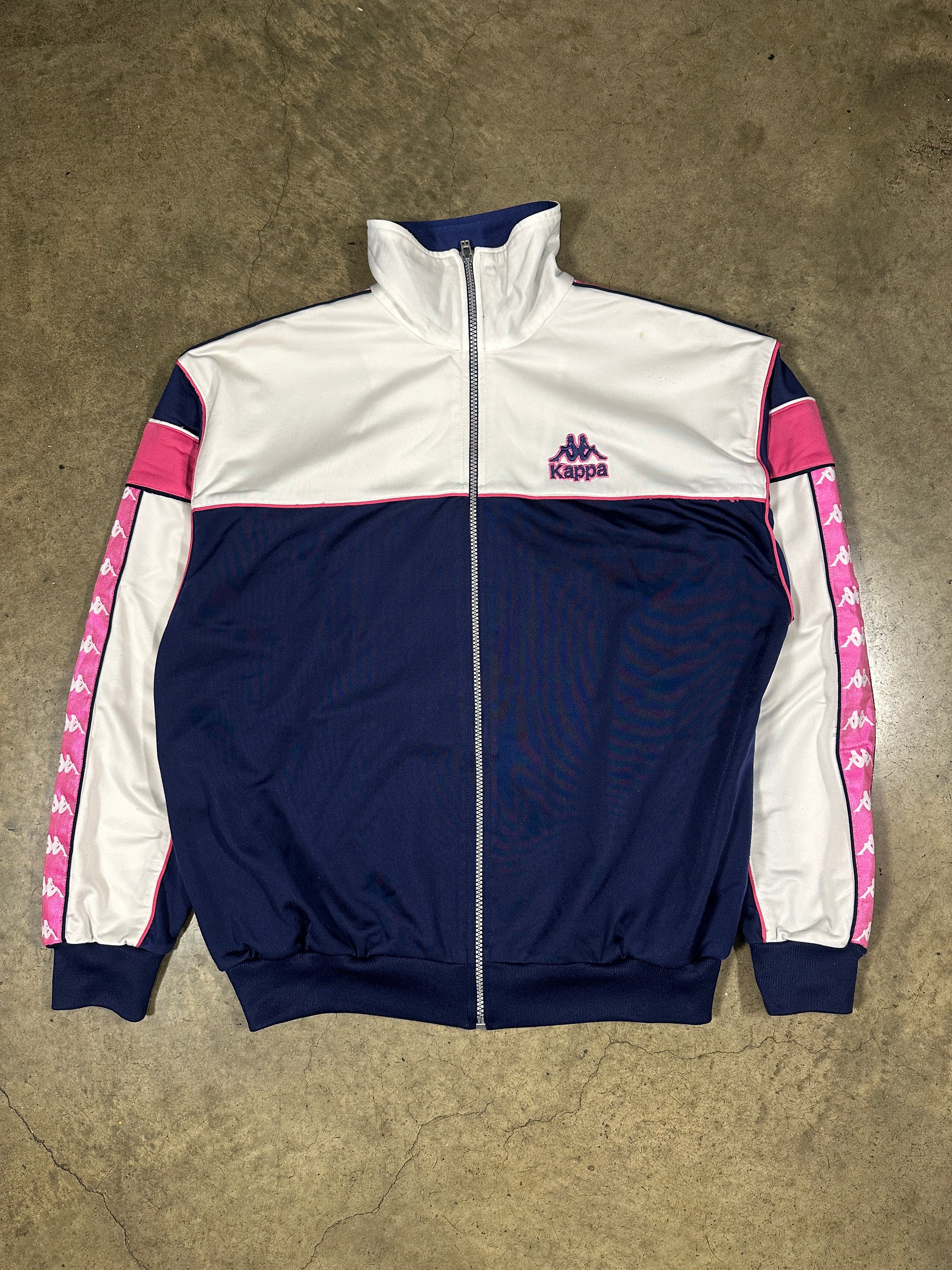 Vintage Kappa Women's 90s Tracksuit in navy blue and pink
