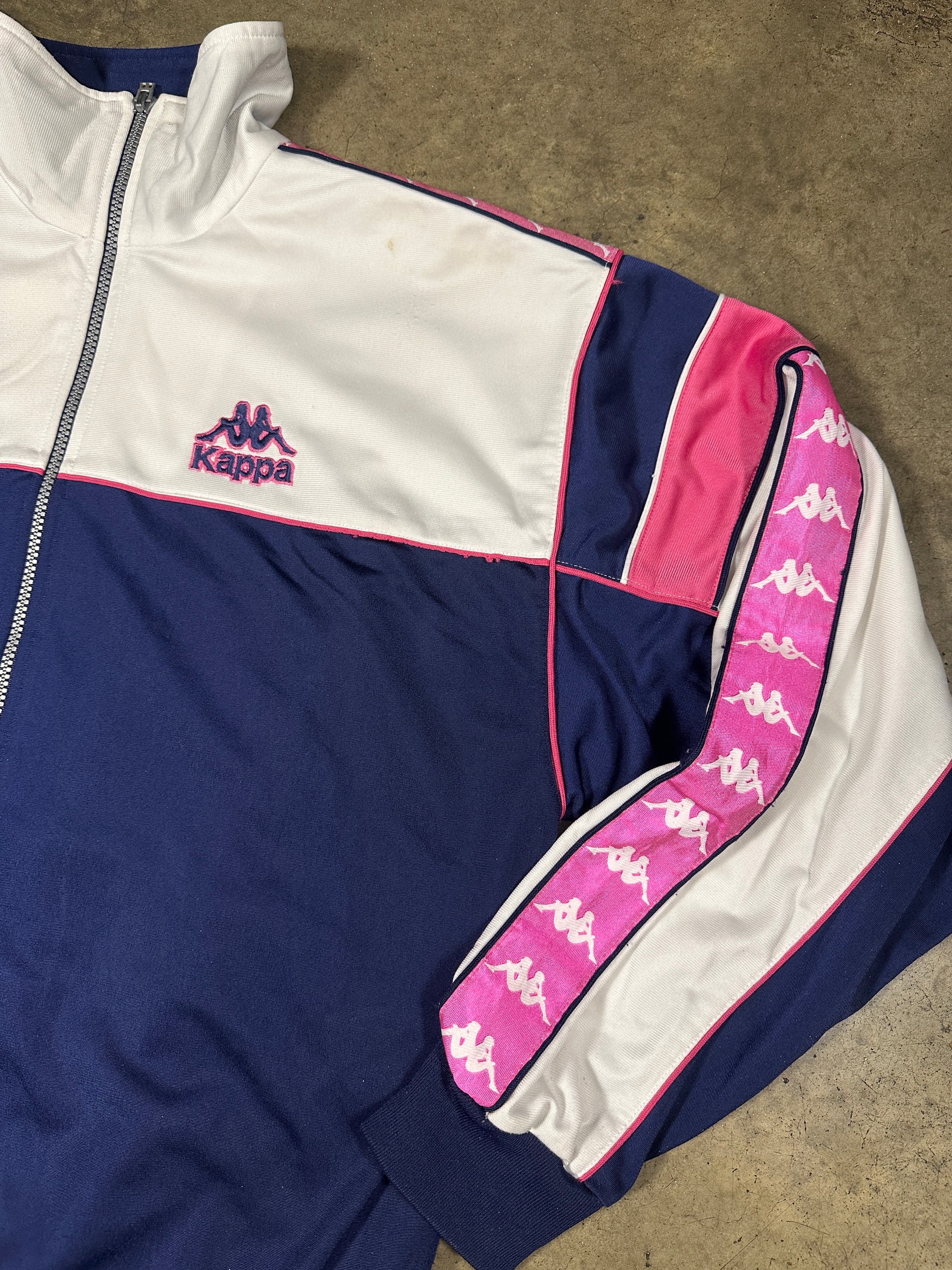 Vintage Kappa Women's 90s Tracksuit in navy blue and pink