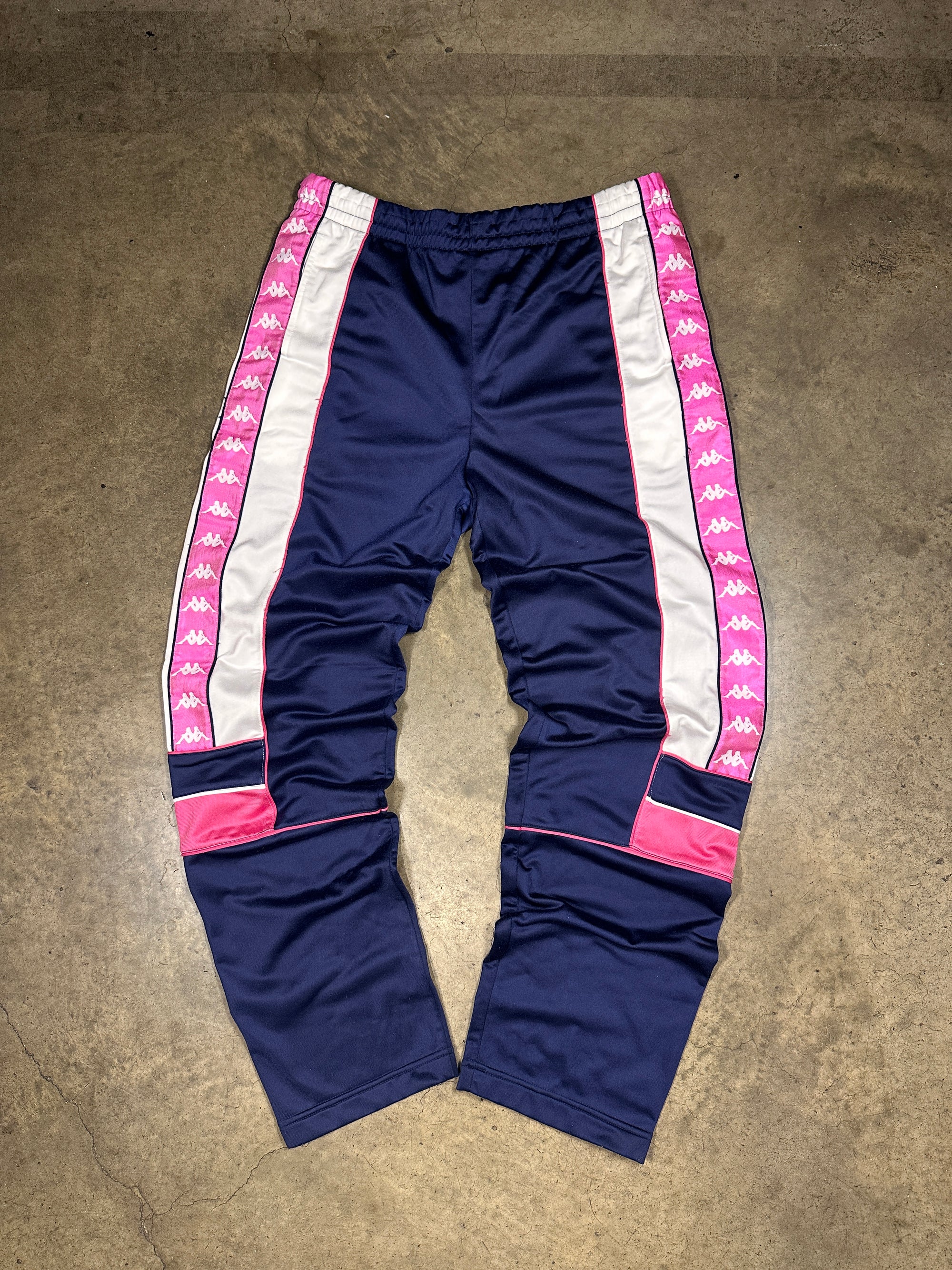 Vintage Kappa Women's 90s Tracksuit in navy blue and pink