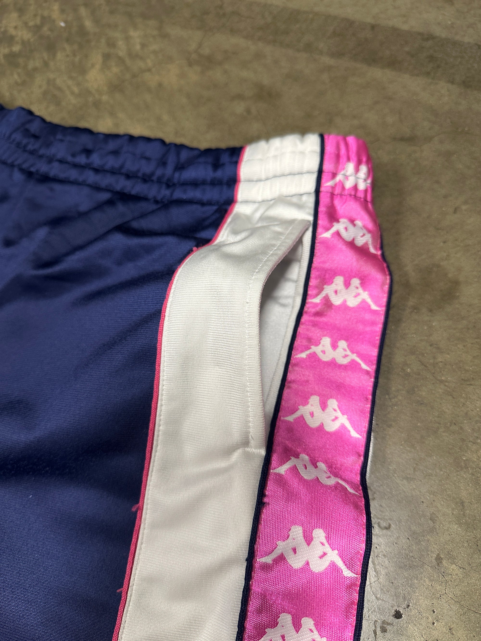 Vintage Kappa Women's 90s Tracksuit in navy blue and pink