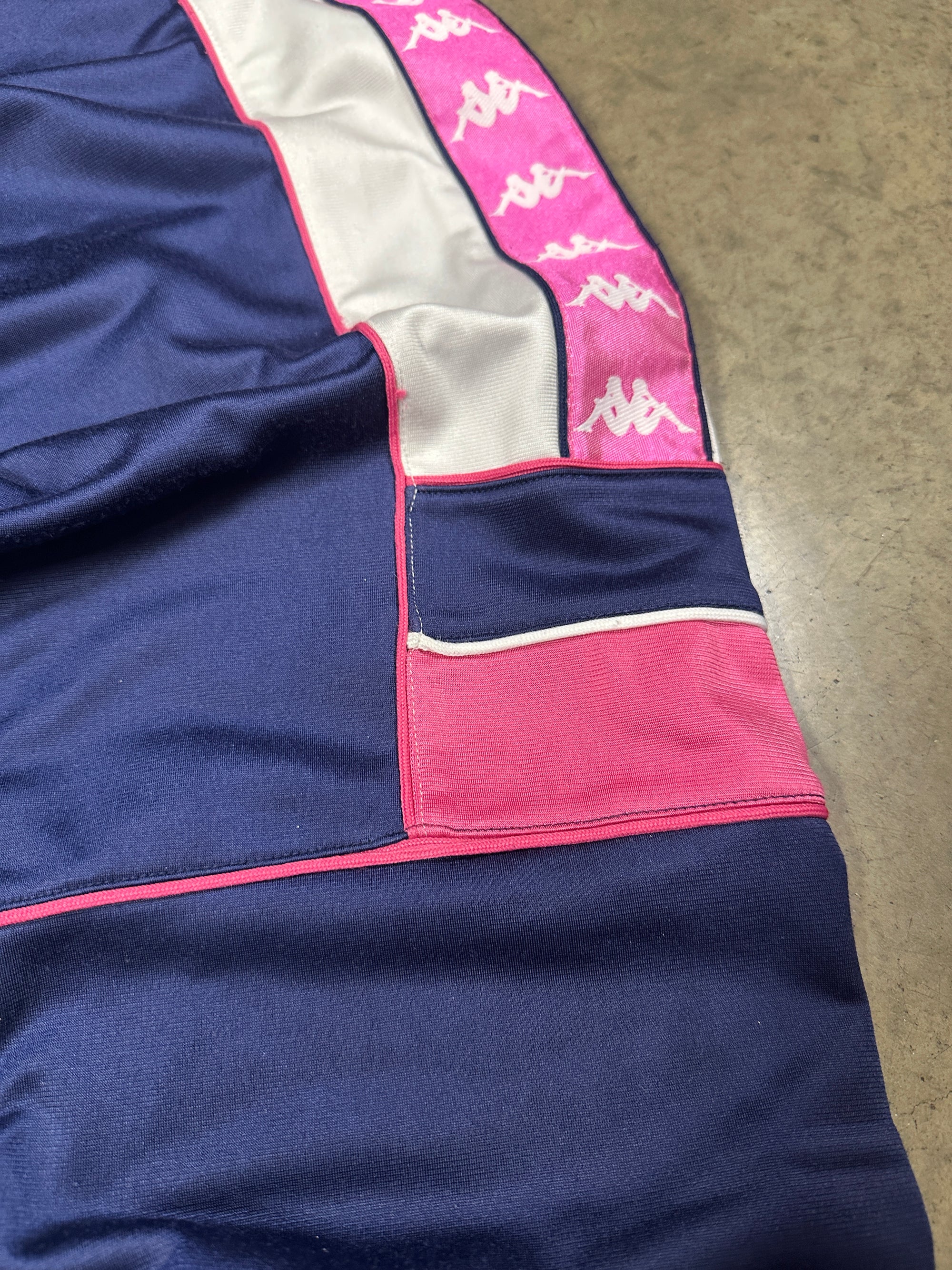 Vintage Kappa Women's 90s Tracksuit in navy blue and pink