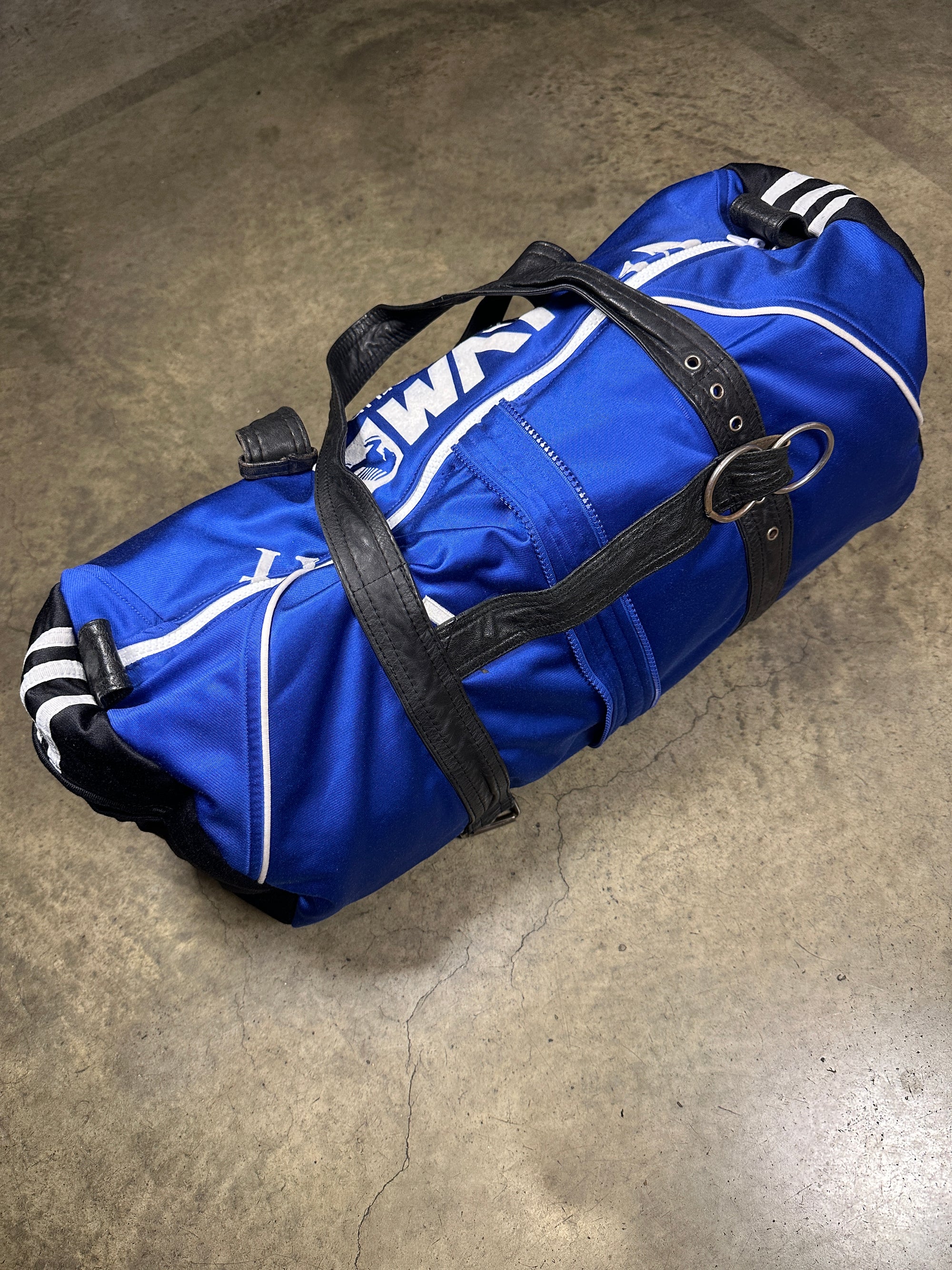 Reworked Football Duffle Bag with Leather Details by House of Milo